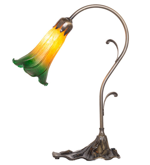 15" High Amber/Green Tiffany Pond Lily Accent Lamp