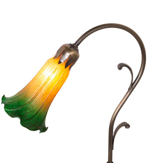 15" High Amber/Green Tiffany Pond Lily Accent Lamp