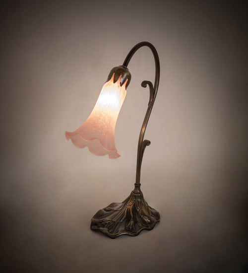 15" High Pink Tiffany Pond Lily Accent Lamp