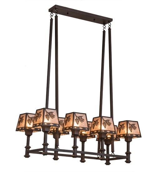 38"L Balsam Pine 8 Lt Oblong Chandelier