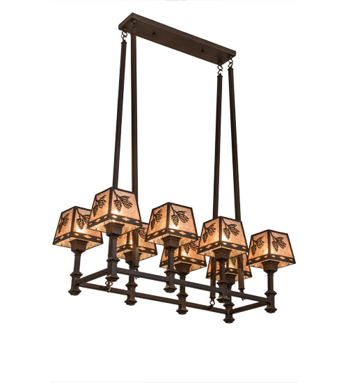 38"L Balsam Pine 8 Lt Oblong Chandelier