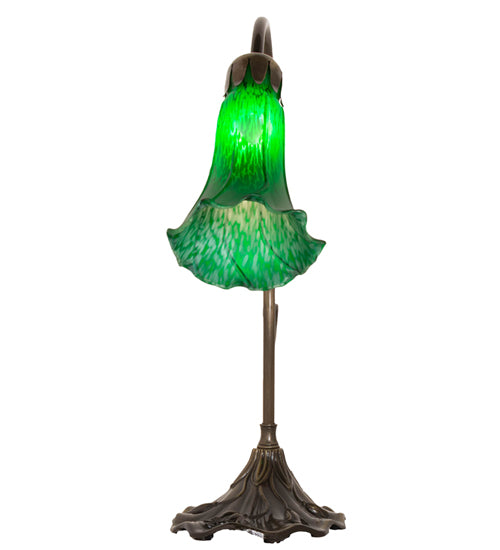 15" High Green Tiffany Pond Lily Accent Lamp