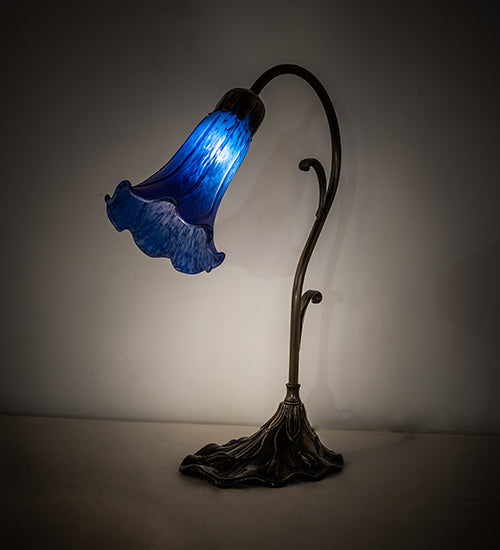 15" High Blue Tiffany Pond Lily Accent Lamp