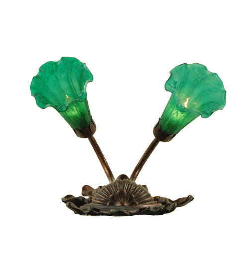 11"W Green Pond Lily 2 Lt Wall Sconce