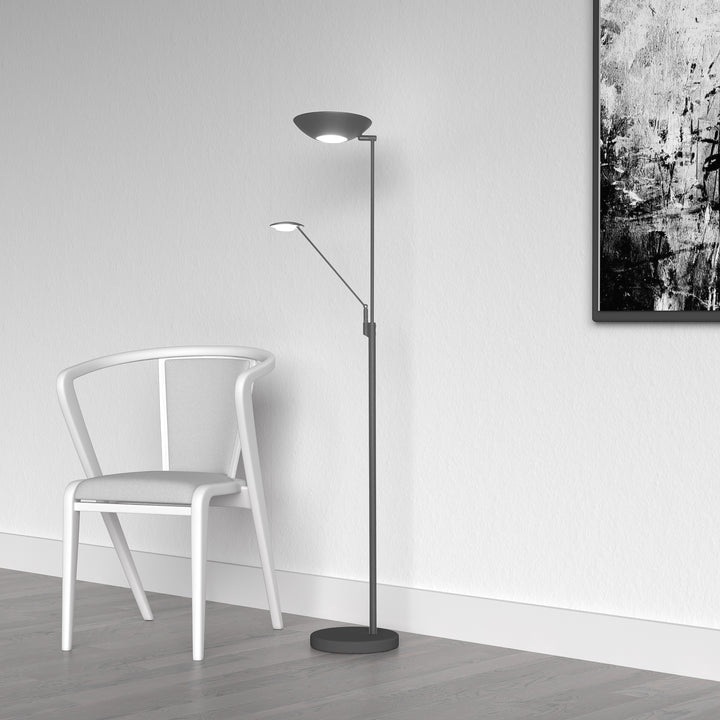 Dainolite Mother & Son LED Floor Lamp, Black Finish