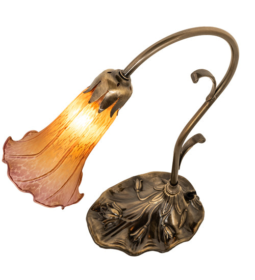 15" High Amber/Purple Tiffany Pond Lily Accent Lamp