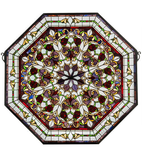 35"W X 35"H Floral LED Backlit Stained Glass Window