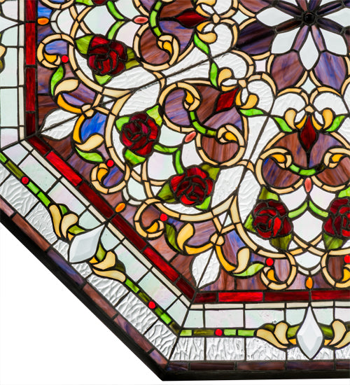 35"W X 35"H Floral LED Backlit Stained Glass Window