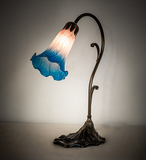 15" High Pink/Blue Tiffany Pond Lily Accent Lamp