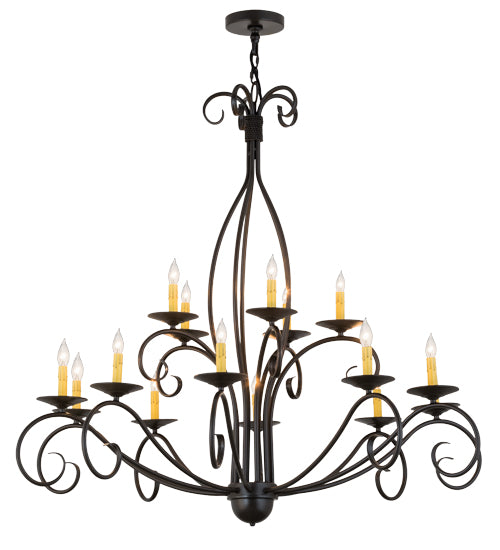 48"W Sienna 15 Lt Two Tier Chandelier