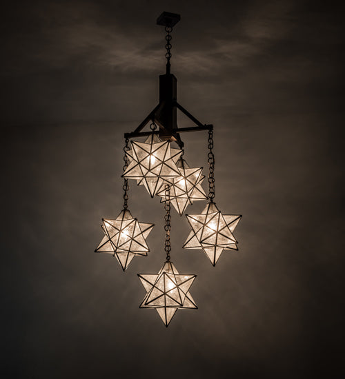 30"W Moravian Star 5 Lt Chandelier