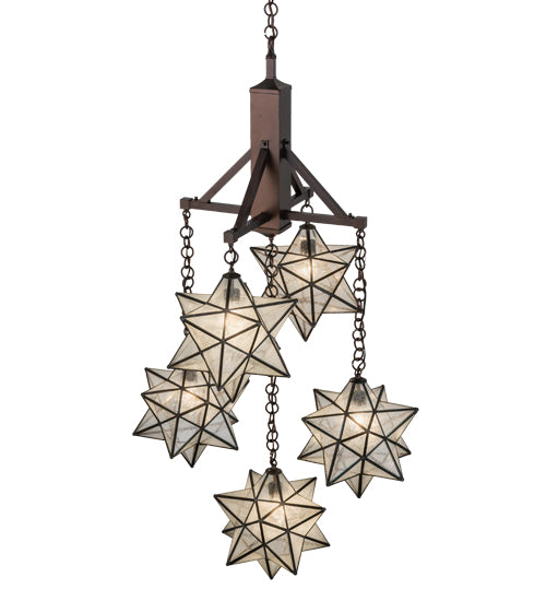 30"W Moravian Star 5 Lt Chandelier