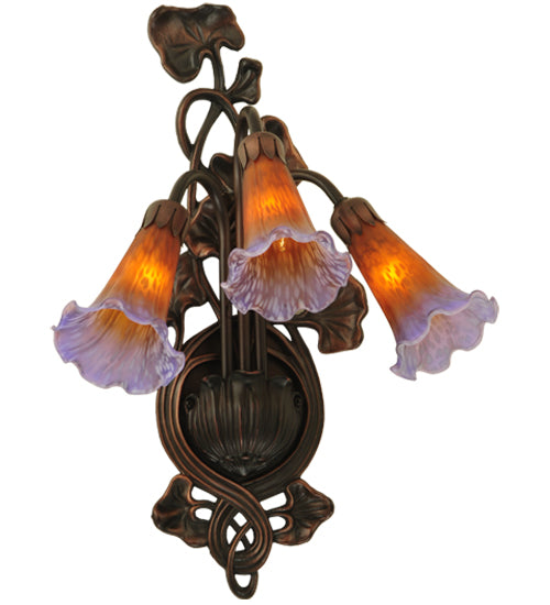 10.5"W Amber/Purple Pond Lily 3 Lt Wall Sconce