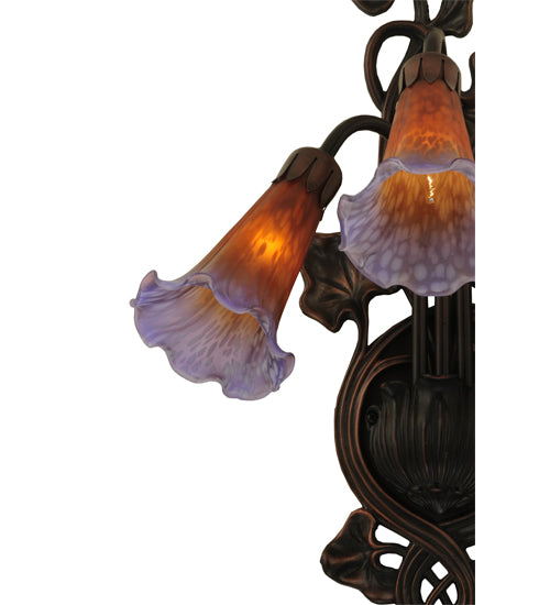 10.5"W Amber/Purple Pond Lily 3 Lt Wall Sconce