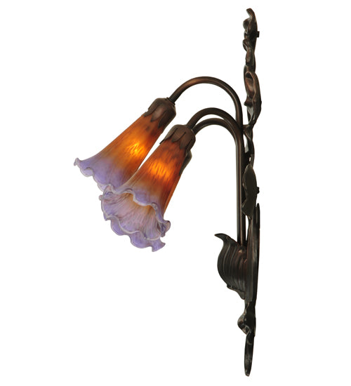 10.5"W Amber/Purple Pond Lily 3 Lt Wall Sconce