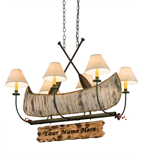 36"L Personalized Canoe 6 Lt Chandelier