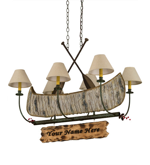 36"L Personalized Canoe 6 Lt Chandelier