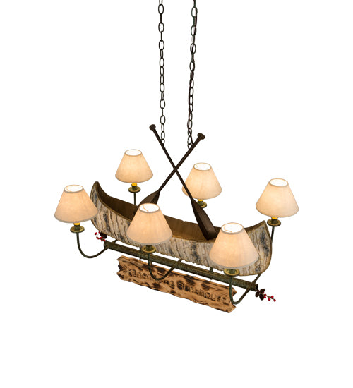 36"L Personalized Canoe 6 Lt Chandelier