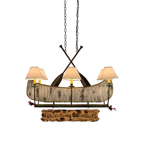 36"L Personalized Canoe 6 Lt Chandelier