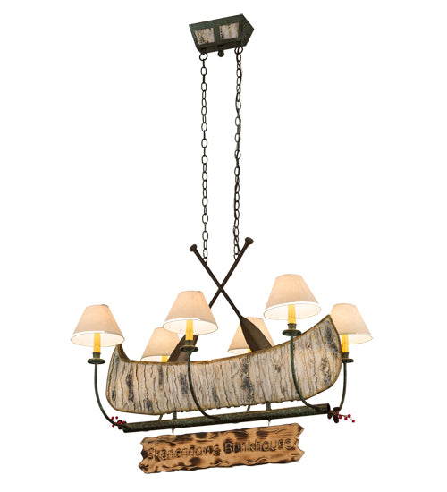 36"L Personalized Canoe 6 Lt Chandelier