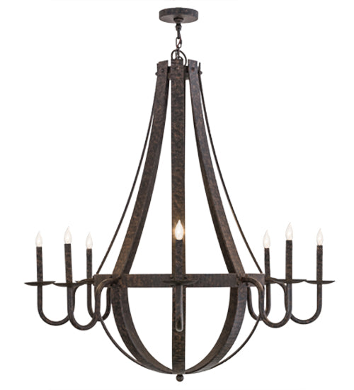 48"W Barrel Stave Metallo 8 Lt Chandelier