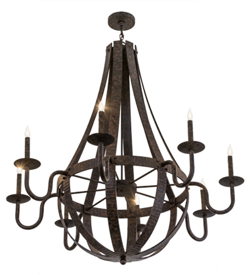 48"W Barrel Stave Metallo 8 Lt Chandelier