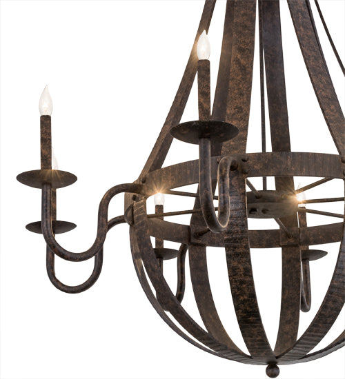 48"W Barrel Stave Metallo 8 Lt Chandelier