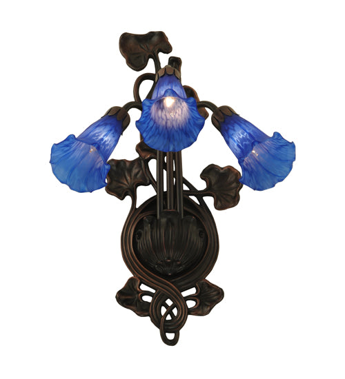 10.5"W Blue Pond Lily 3 Lt Wall Sconce