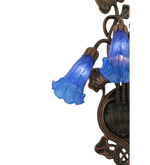 10.5"W Blue Pond Lily 3 Lt Wall Sconce