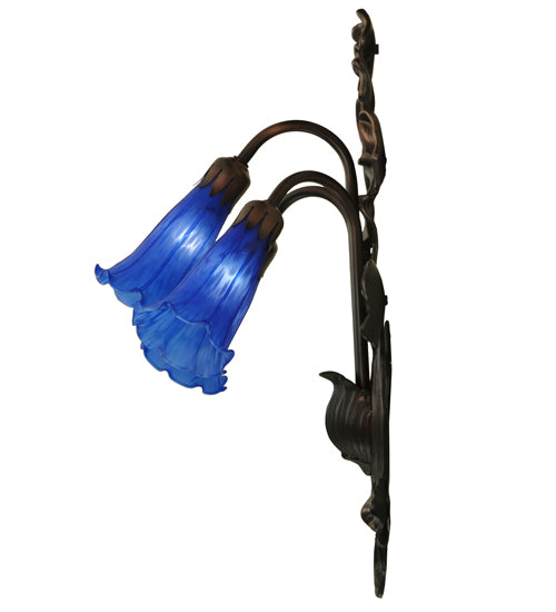 10.5"W Blue Pond Lily 3 Lt Wall Sconce