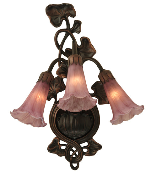 10.5"W Lavender Pond Lily 3 Lt Wall Sconce