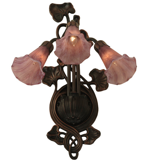 10.5"W Lavender Pond Lily 3 Lt Wall Sconce