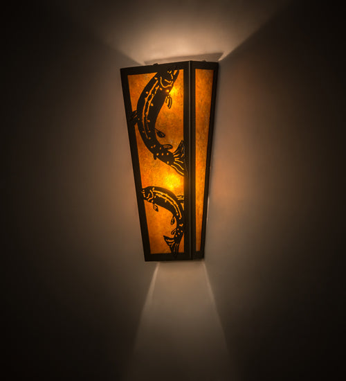 5" Wide Leaping Trout Wall Sconce