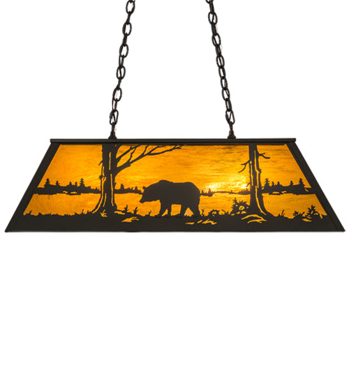 39"L Bear At Lake Oblong Pendant