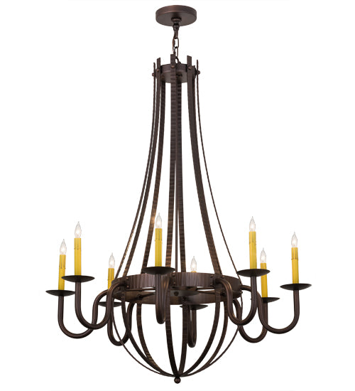 38"W Barrel Stave Metallo 8 Lt Chandelier