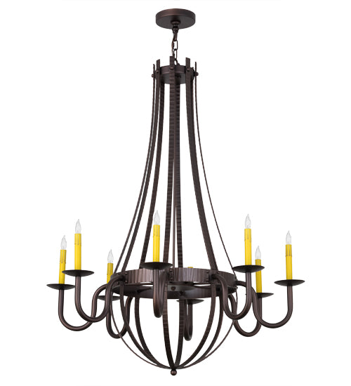 38"W Barrel Stave Metallo 8 Lt Chandelier