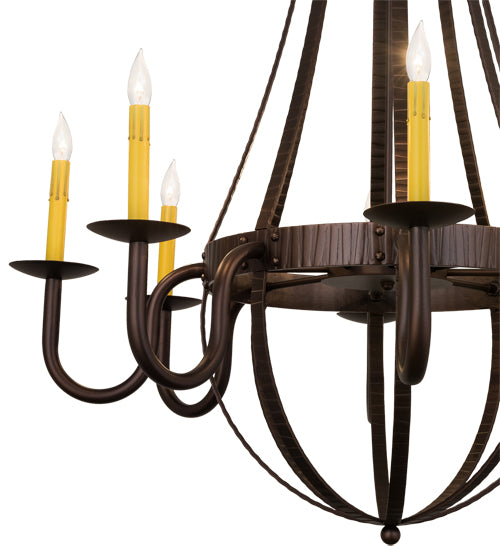 38"W Barrel Stave Metallo 8 Lt Chandelier