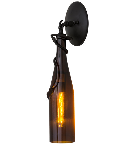 6"W Tuscan Vineyard Amber Wine Bottle Wall Sconce