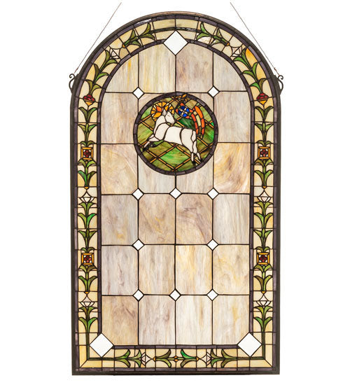 23" Wide X 40" High Lamb Of God Stained Glass Window