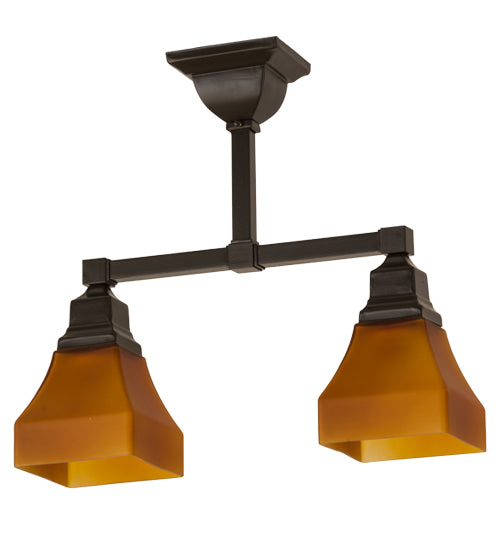 17"L Bungalow Frosted Amber 2 Lt Semi-Flushmount