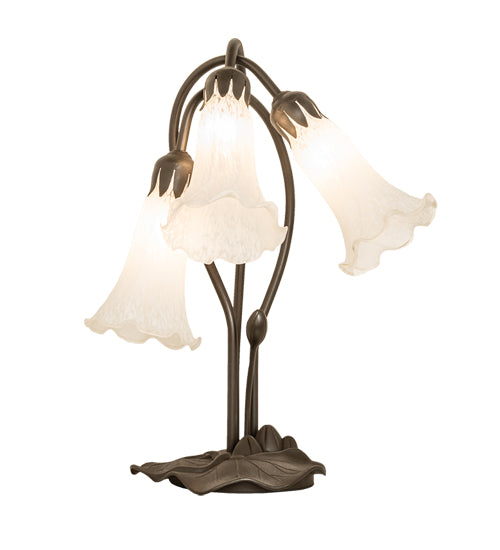 16" High White Tiffany Pond Lily 3 Light Accent Lamp