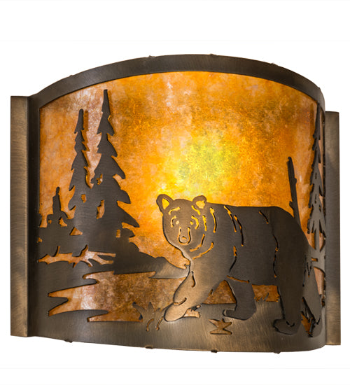 12" Wide Lone Bear Left Wall Sconce