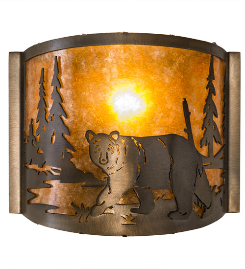 12" Wide Lone Bear Left Wall Sconce