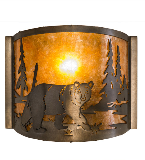 12" Wide Lone Bear Right Wall Sconce