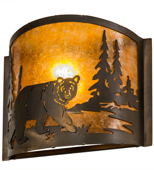 12" Wide Lone Bear Right Wall Sconce