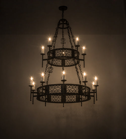 48" Wide Toscano 15 Light Two Tier Chandelier