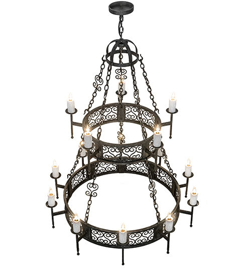 48" Wide Toscano 15 Light Two Tier Chandelier