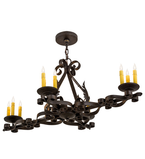 42" Long Elianna 12 Lt Oblong Chandelier