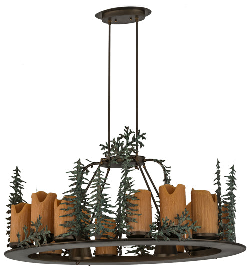 42" Long Tall Pines 12 Light Oblong Chandelier