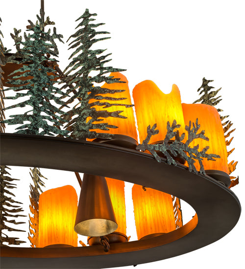 42" Long Tall Pines 12 Light Oblong Chandelier